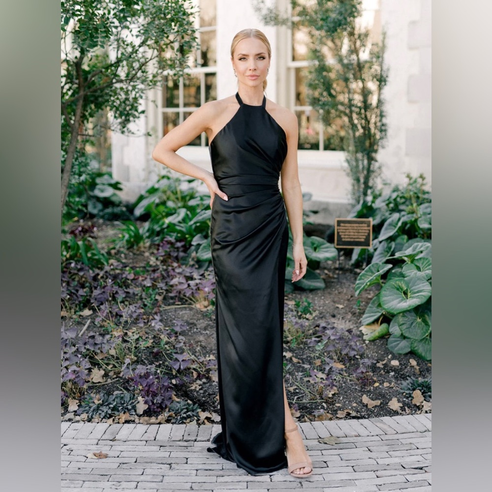 Revelry Fallon Satin Dress - Black